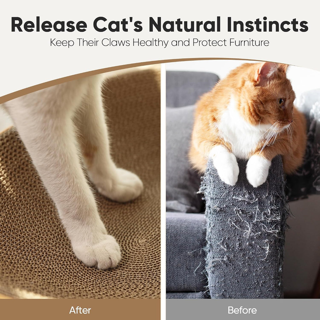 FUKUMARU Cardboard Cat Scratcher Bed, 2-in-1 Oval Cat Scratch Pad