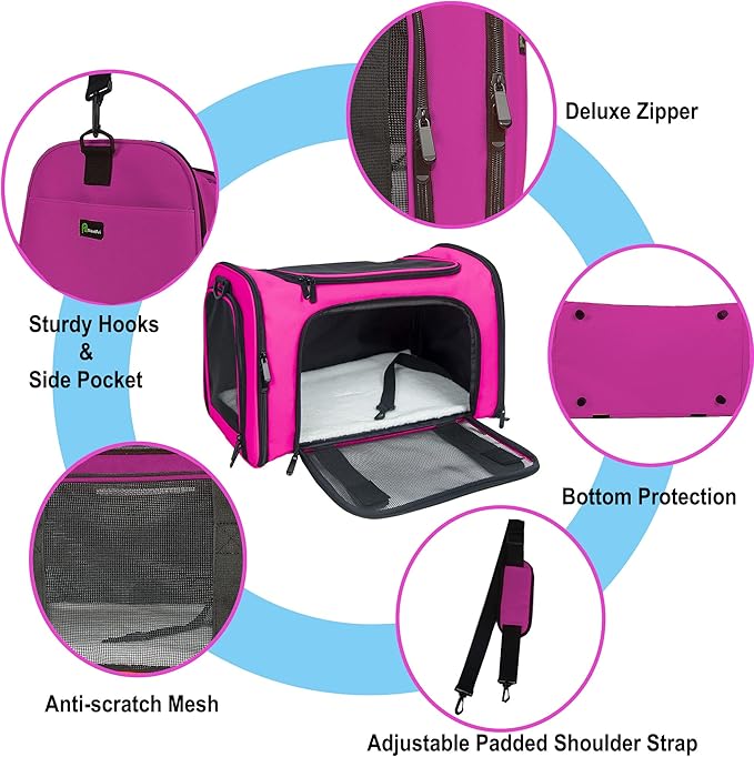 Soft Sided Carrier for Small Medium Cats Dogs, Removable Pad Collapsible Travel - Image 3