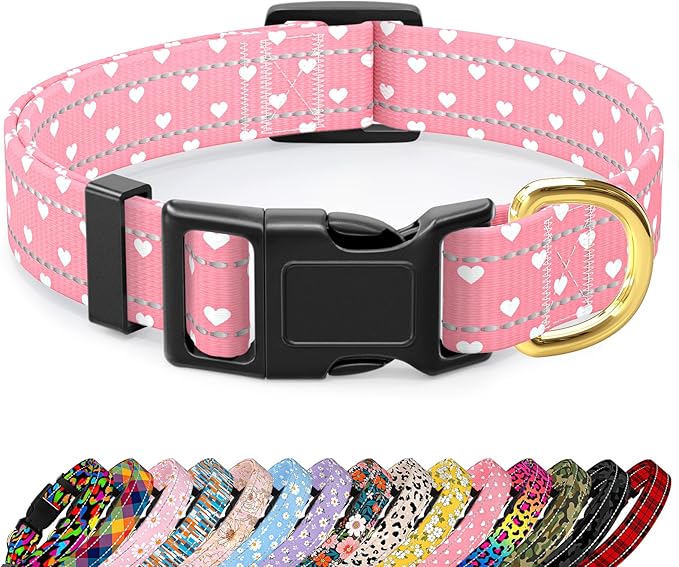 Reflective Dog Collar for Large Dogs, Cute Adjustable Heavy-Duty Nylon Puppy by TMOODEL
