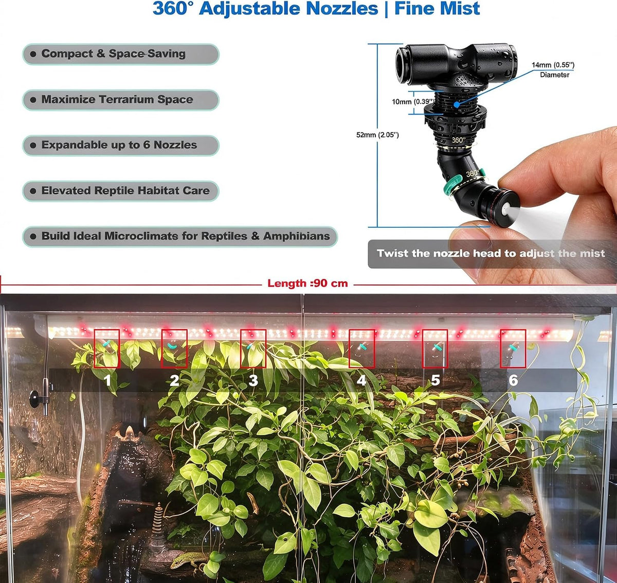 Smart Reptile Mister, Automatic Misting System with Sensor for Reptile Tank