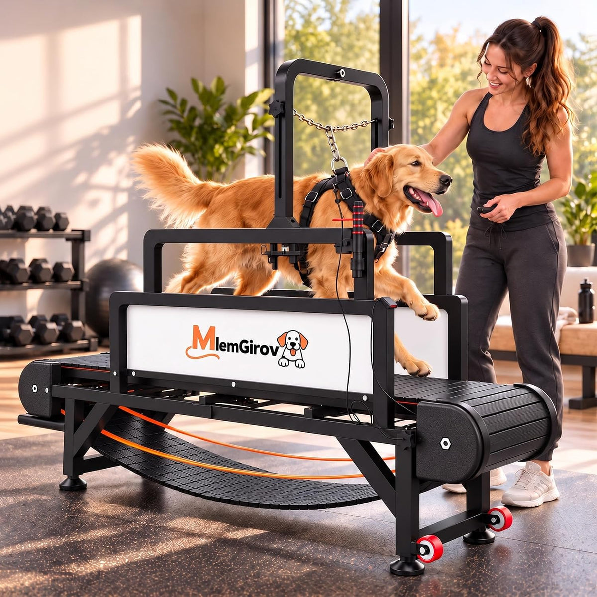 Dog Treadmill with Pin-Hinged Track & 3-Layer Shock Absorption