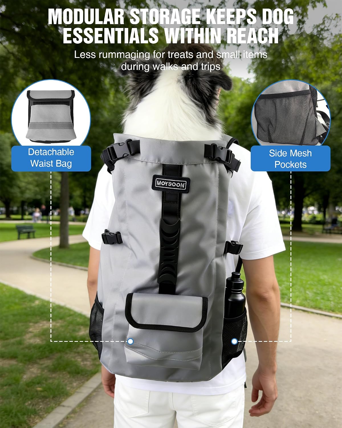 Dog Backpack Carrier for Medium Dogs up to 30 lb, Hiking & Travel