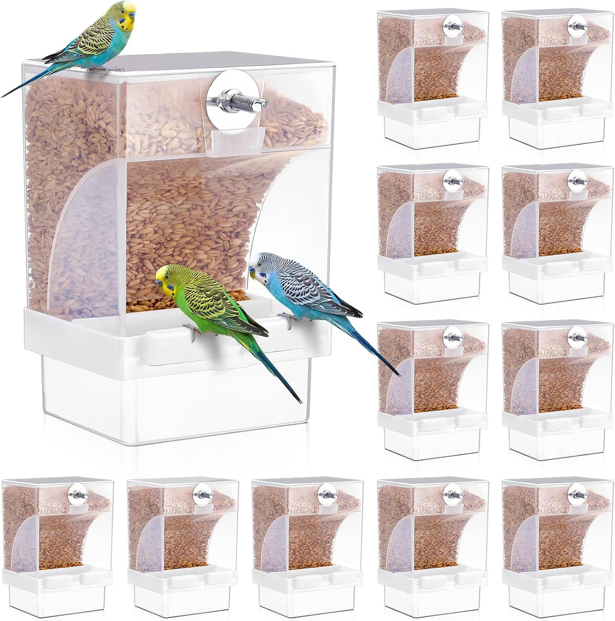 Glikceil 12 Pcs No Mess Bird Feeder Automatic Bird Parrot Feeder for Cage