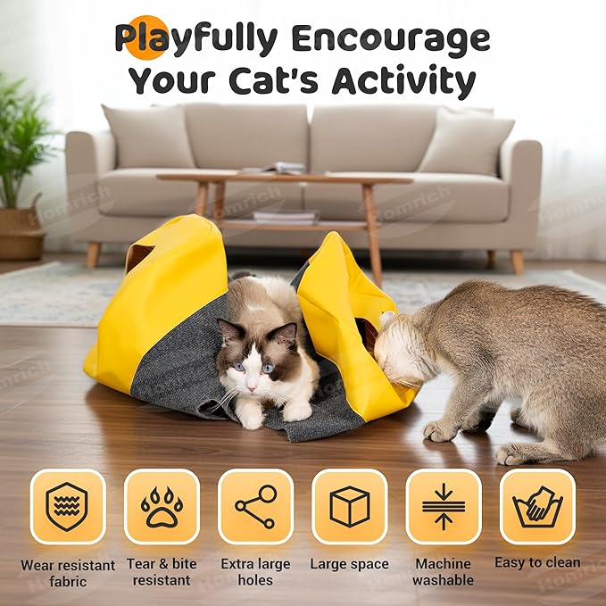 Homrich Multifunctional Collapsible Cat Play Bag, Indoor Cat Tunnel Activity - Image 3