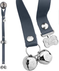 Dog Door Bell for Potty Training – The Original Potty Training Bells for Dogs, USA-Made Doggie Potty Bells, Easy Puppy Training, Loud & Durable Hanging Bells for Door, Leather Gray