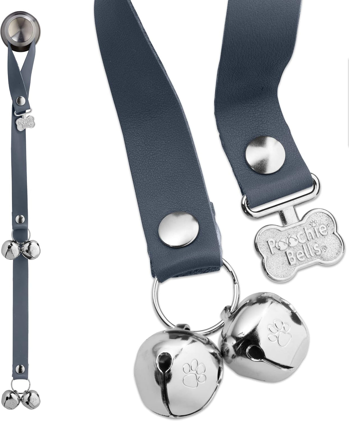 Dog Door Bell for Potty Training – The Original Potty Training Bells for Dogs, USA-Made Doggie Potty Bells, Easy Puppy Training, Loud & Durable Hanging Bells for Door, Leather Gray