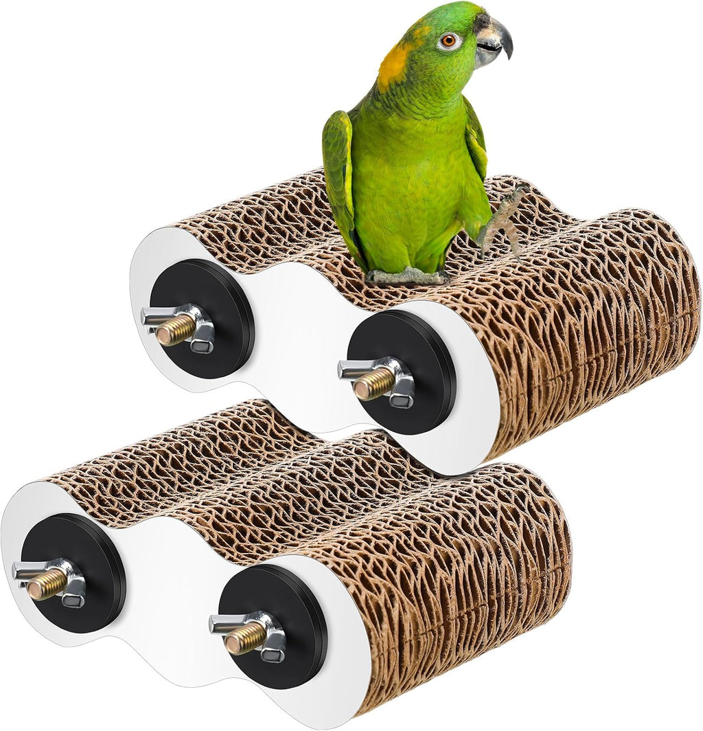 Croblissful 2 Pcs Bird Perch Platforms, Parrot Paper Chew Toy, Small