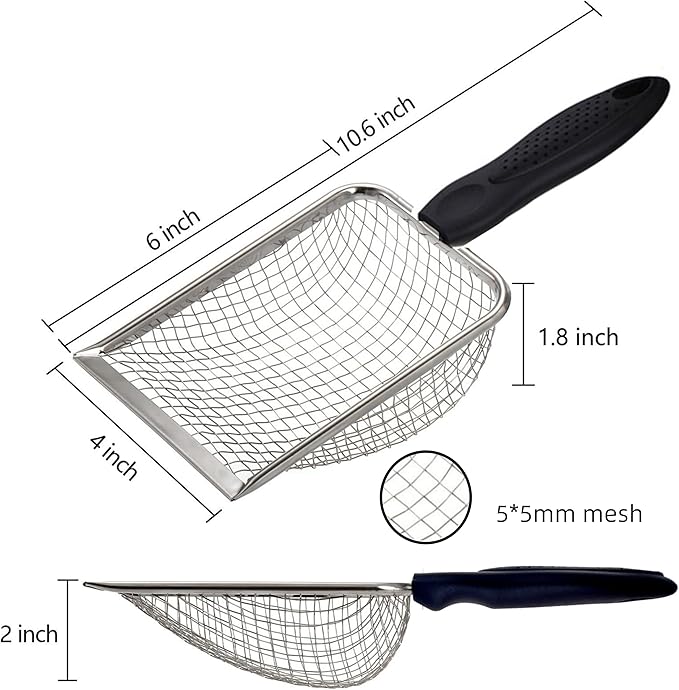 Cat Litter Scooper with Holder, Sturdy Litter Cleaner Corner Shovel, Stainless - Image 2