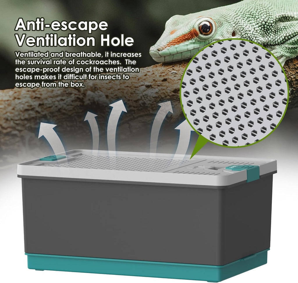 Self-Cleaning Cricket & Roach Feeder Habitat with Escape-Proof Lid
