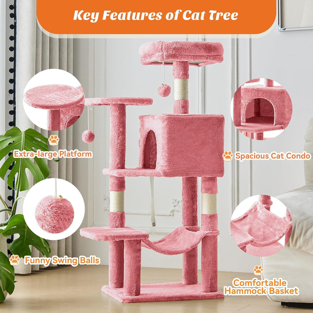 Sweetcrispy 44 Inch Cat Tree Tower for Indoor Cats and Kittens