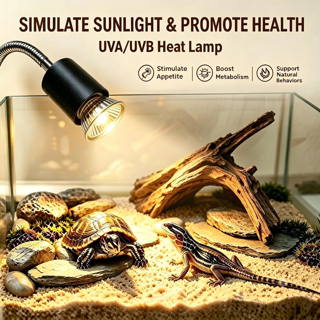 Reptile Heat Lamp, Turtle Basking Light, Stepless Dimming