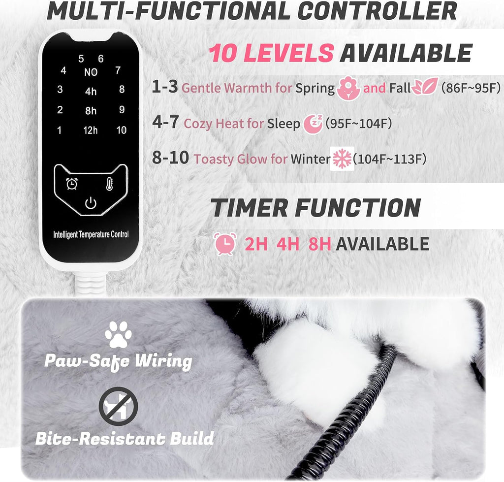 NWK 2-in-1 Versatile Electric Heated Cat Bed for Small Cat