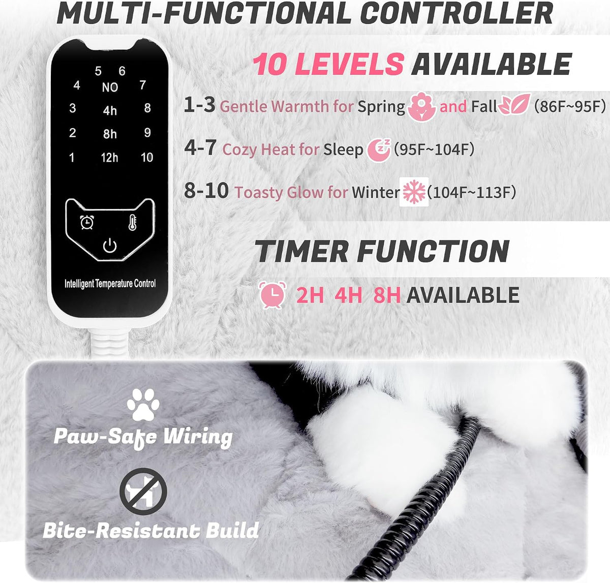 NWK 2-in-1 Versatile Electric Heated Cat Bed for Small Cat