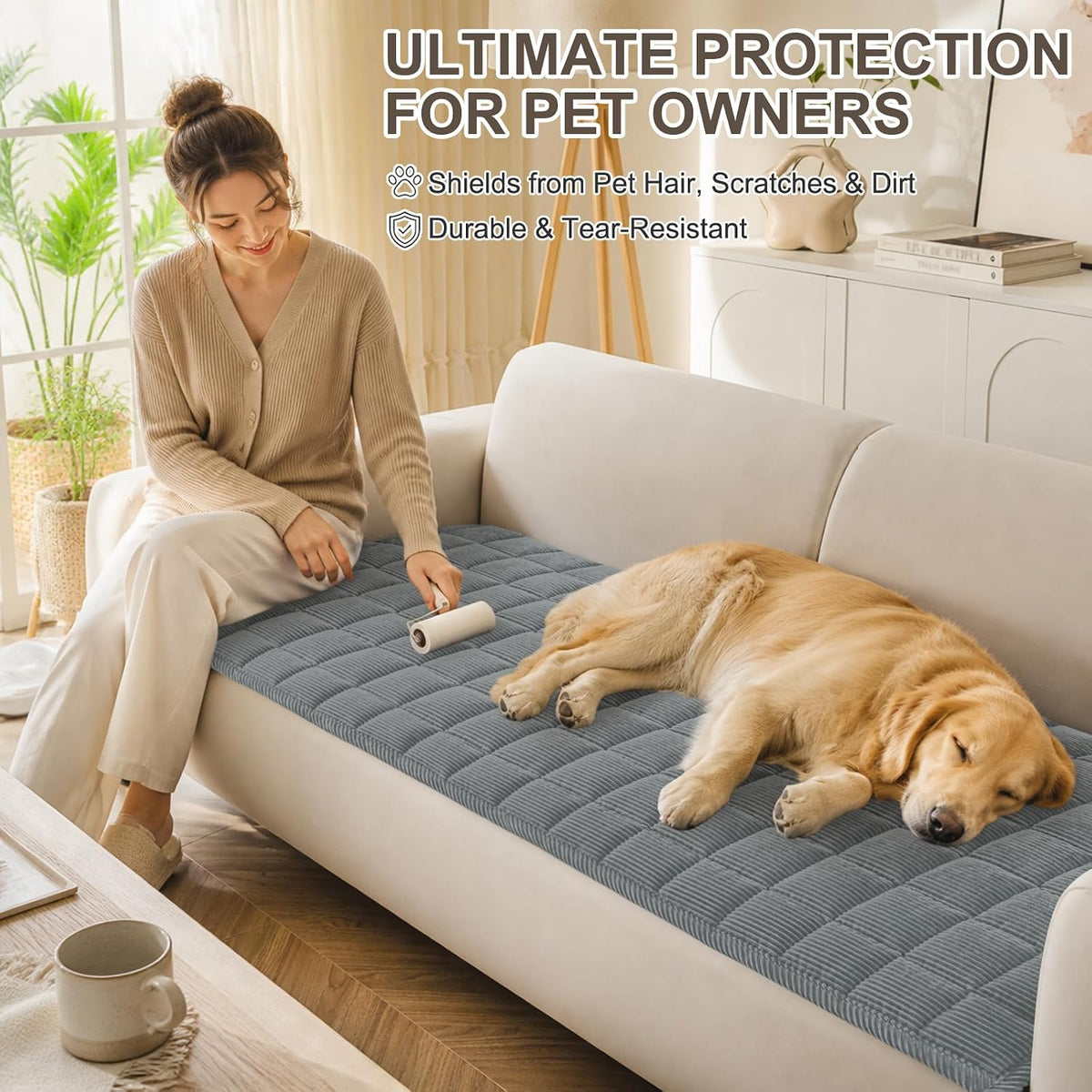 Smiry Couch Covers for Dogs Washable, Non Slip Soft Dog Couch Protector