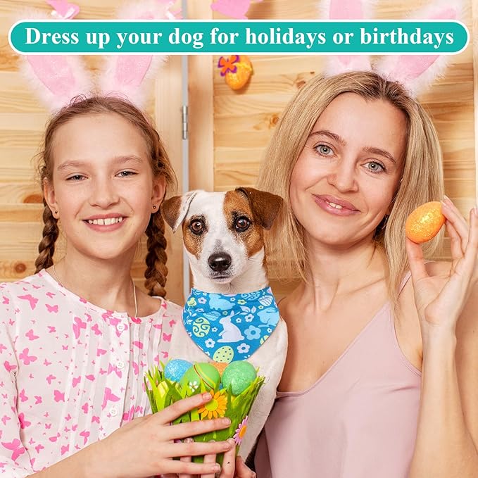 Sanwuta 120 Pcs Easter Dog Bandanas Bulk Rabbits Patterns Bandanas - Image 5