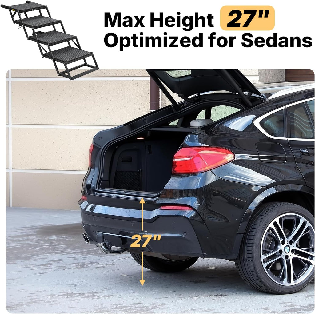 Veehoo Foldable Dog Steps for Car, Collapsible Large Dogs Stairs 17" W