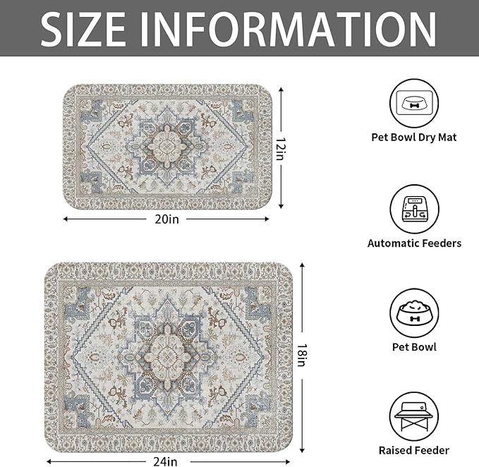 2 Pack Dog Food Mats for Floors, Absorbent and Quick-Drying Pet Cat Food Mat - Image 6