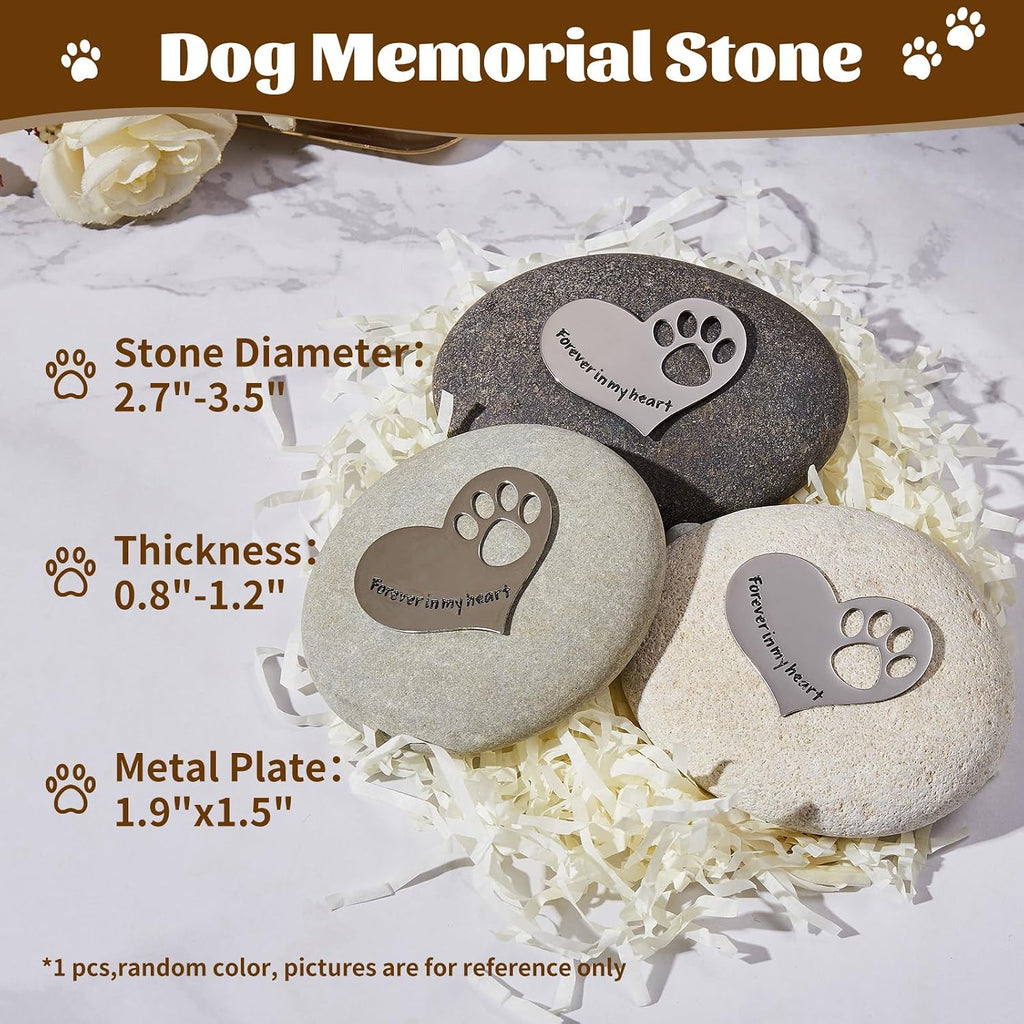 Loss of Dog Sympathy Gift Forever in My Heart in Memory of Dog Stone for Loss of Dog Memorial Stone Passed Away Gift Dog Remembrance Gift Paw Print Stone Original Color 1pcs