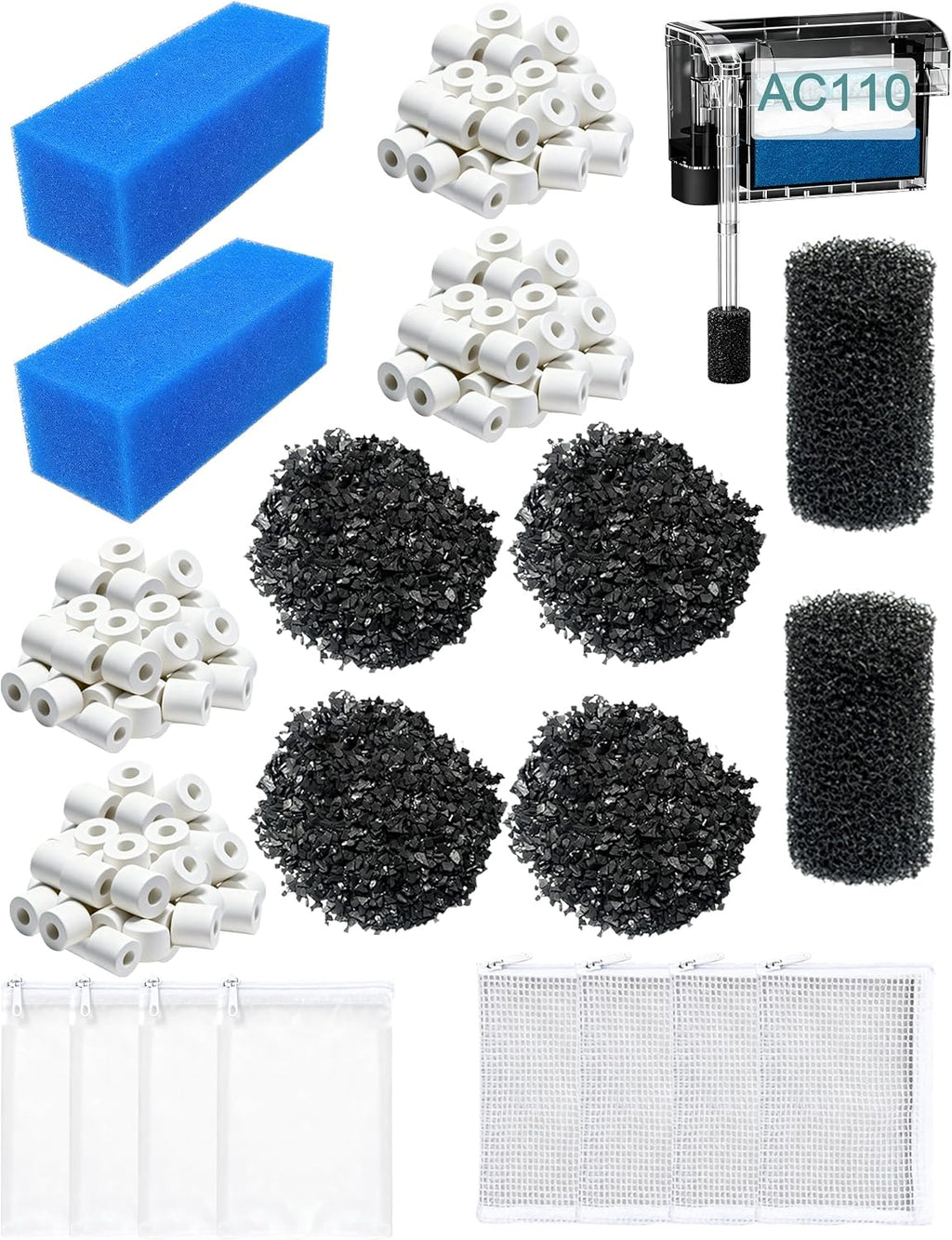 2 Sets Filter Media Replacement for Fluval AC110 Power Filter