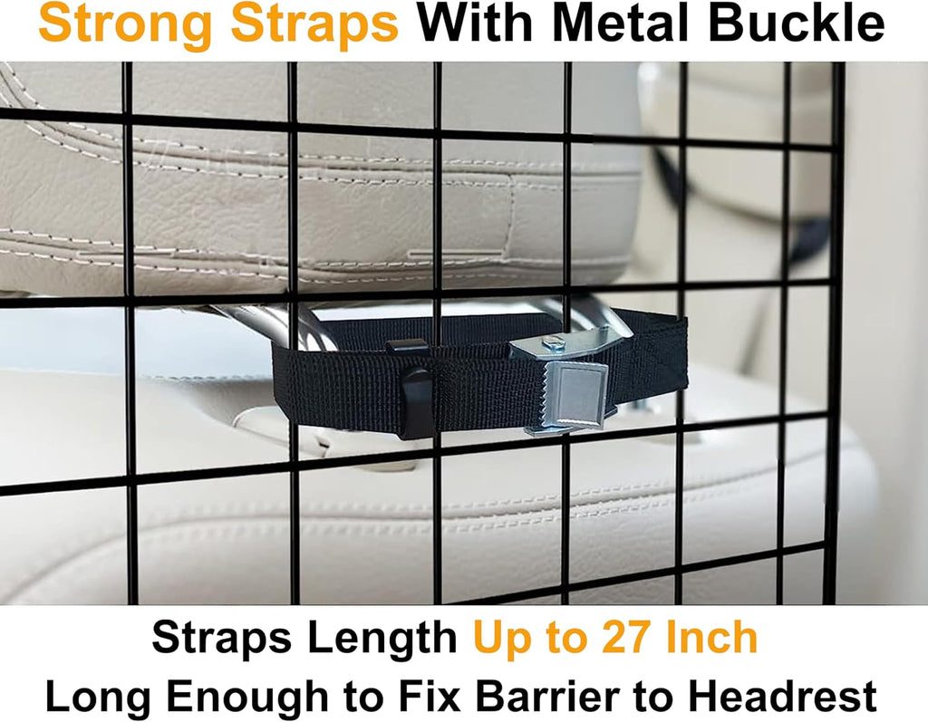 Dog Car Barrier for SUVs, Van, Vehicles, Adjustable Large Pet Barriers, Universal Fit Heavy-Duty Wire Mesh Dog Guard, Pet Divider Gate for Truck Cargo Area, Safety Car Divider, 61.9 Inches