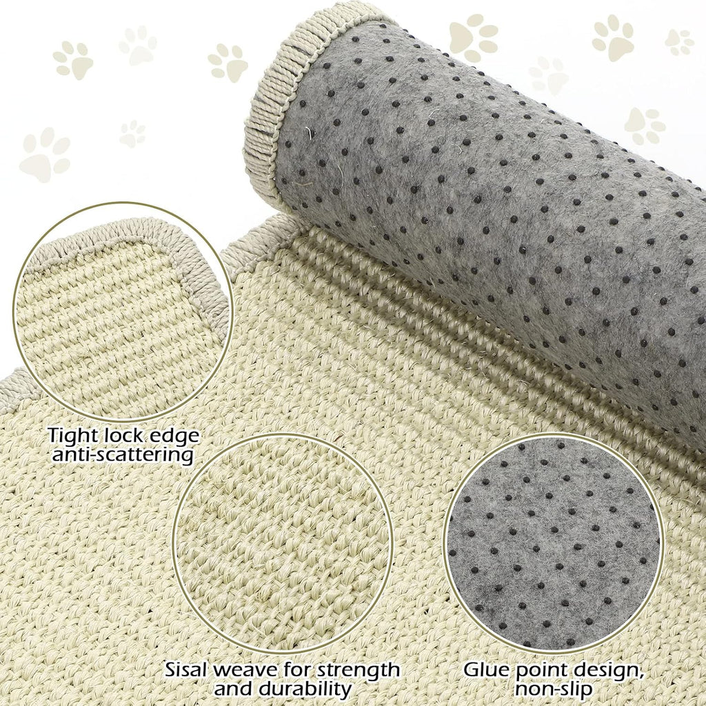 2 Pack Large Cat Scratch Pad Sisal Mat 32 x 16 Inches,Beige