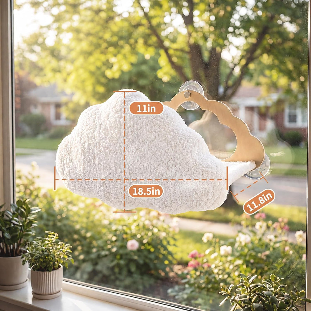 Cat Window Perch, Cloud-Shaped Hammock Bed, Washable Design