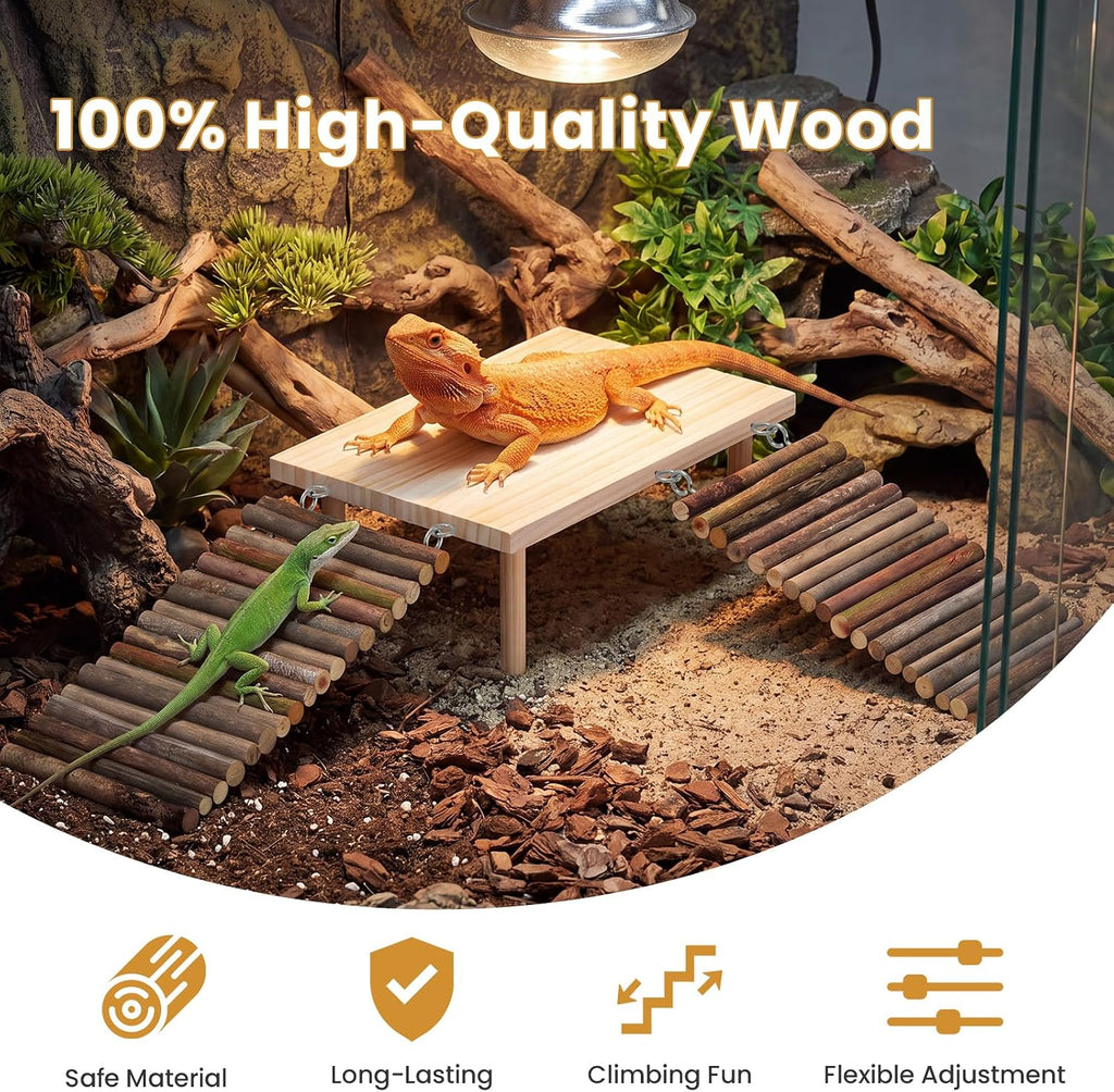 ZooZoo Bearded Dragon Basking Platform & Hide Cave with Dual Ramps, 12x8in