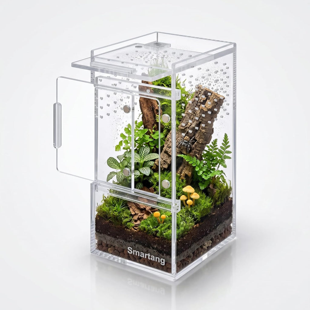 Front Opening Terrarium Jumping Spider Enclosure,Tall Arboreal Tarantula Enclosure Terrarium with Cross Ventilation,Waterproof Acrylic Reptile Enclosure