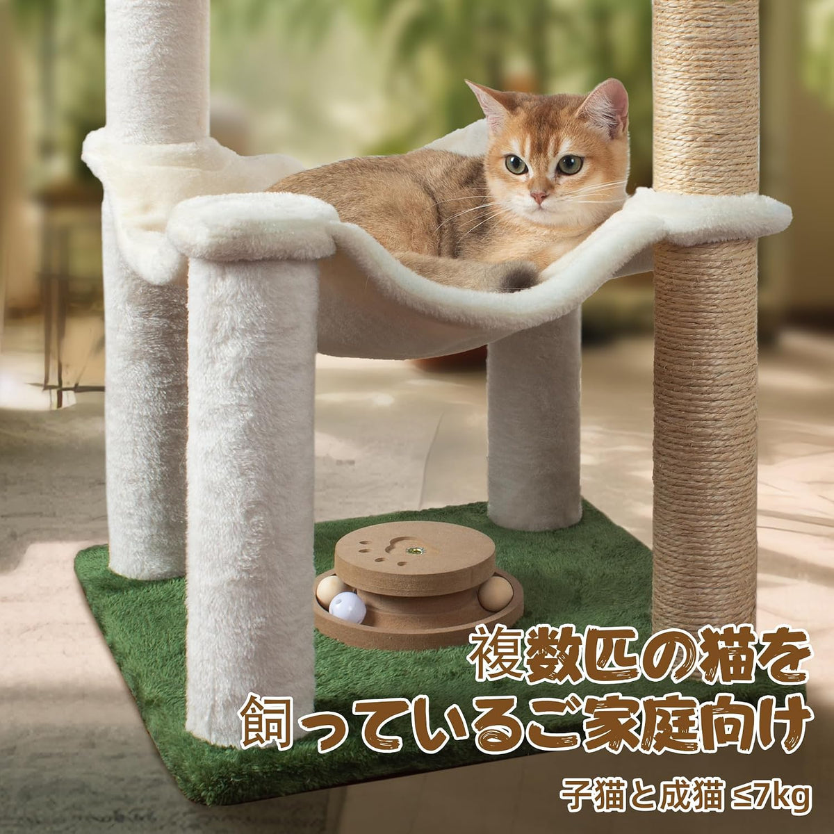 Cat Tree 40'' with Double Hammock & Interactive Toy for Indoor Cats