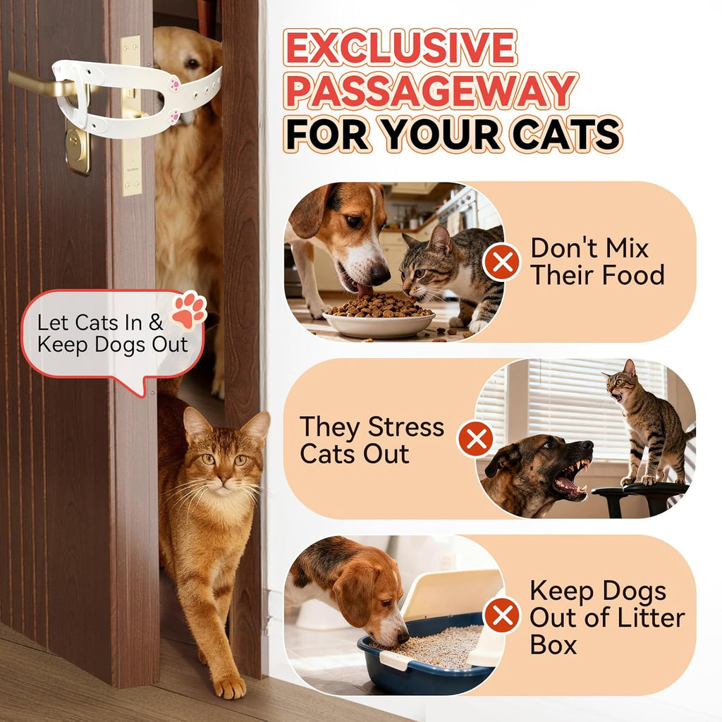TGIOW Cat Door Latch with Stabilizer, Keep Door Open 2.5-6.5", 4Pcs, White