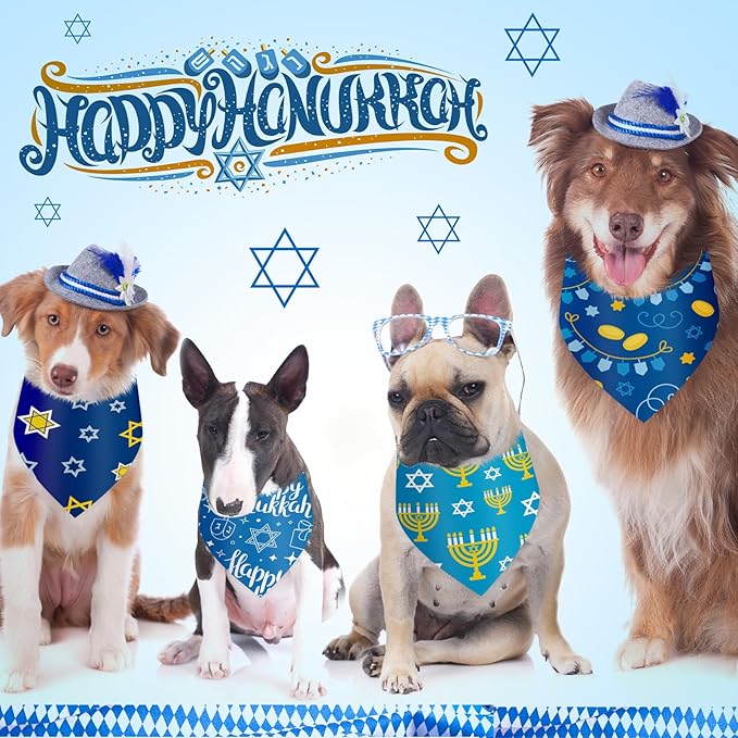 Abbylike 50 Pcs Hanukkah Dog Bandanas Bulk Blue Bandanas - Image 4