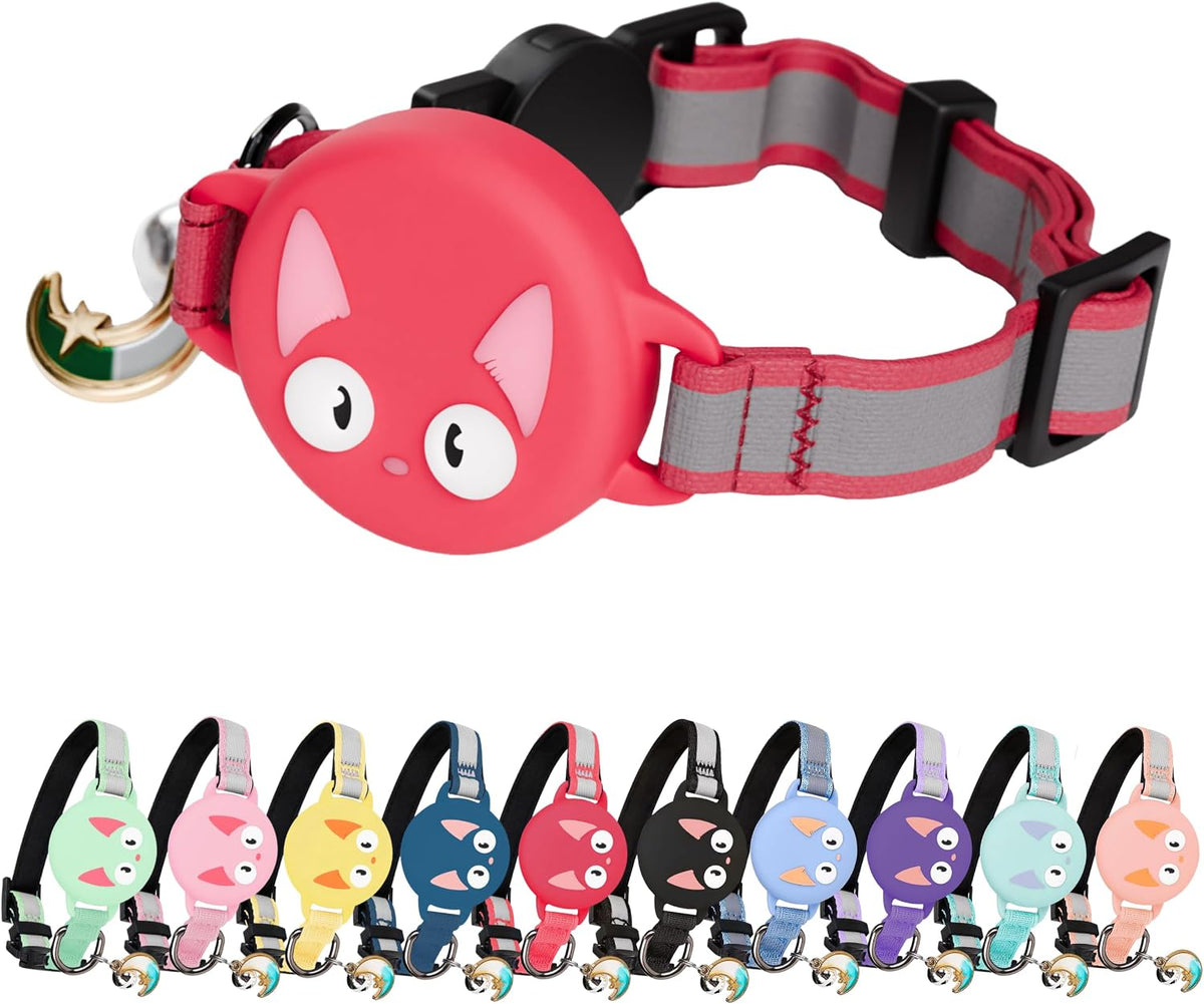 Cat Collar with AirTag Holder, Compatible with Apple AirTag 1st & 2nd Gen – Breakaway, Reflective & Glow in the Dark, Waterproof, with Bell, Adjustable 9-12" Kitten Collar – Green Mint