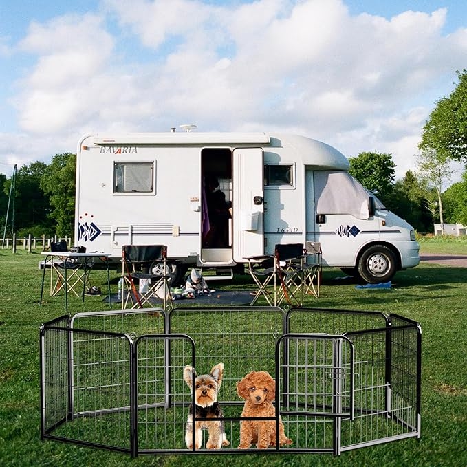 NEWBULIG Dog Playpen 8 Panels 24" Height Foldable Heavy Duty Metal Dog Exercise - Image 6