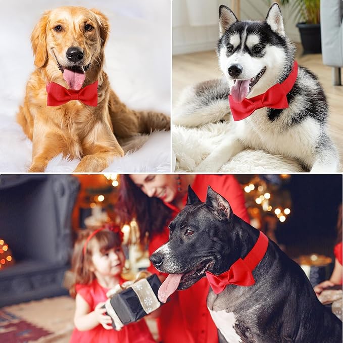 Segarty Dog Bowties for Medium Large Dogs, Adjustable Red Bowtie Collar - Image 3