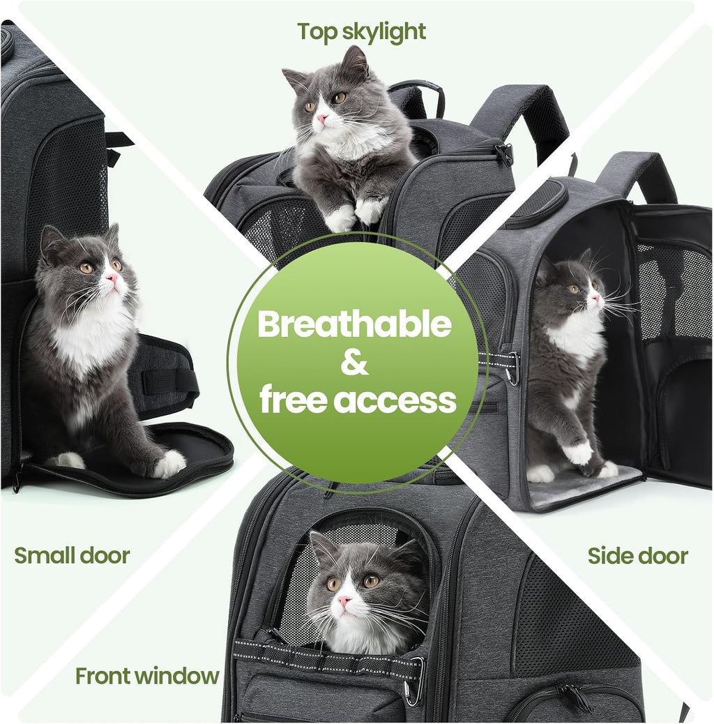 Pecute Ergonomic Cat Backpack, 30% Effort-Saving Breathable Pet Backpack