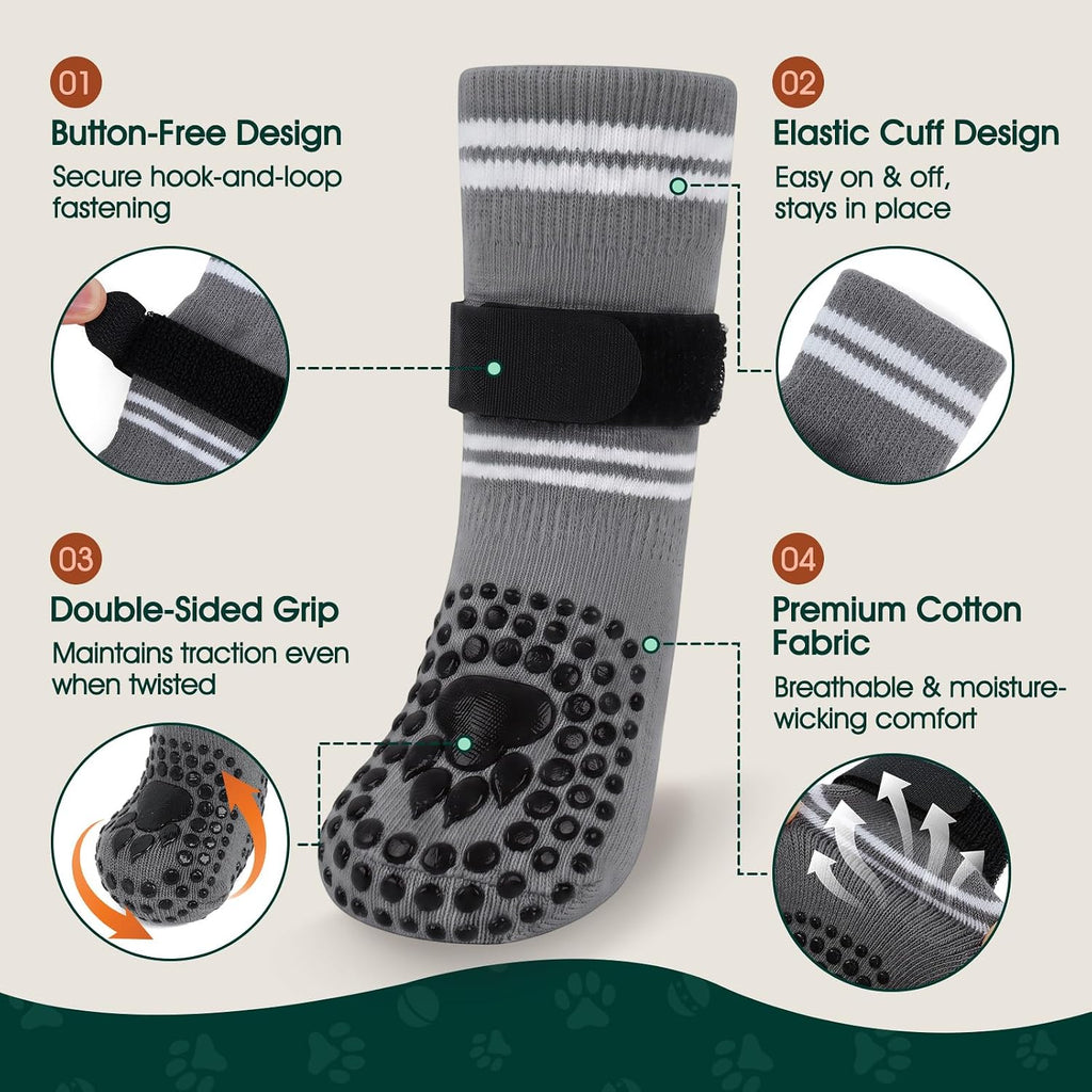 Kuoser Non-Slip Dog Socks Paw Protector for Prevent Licking & Traction