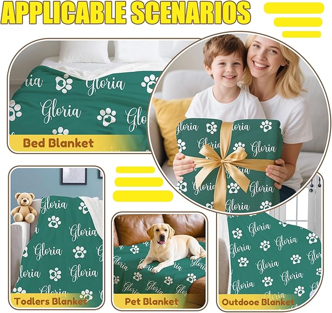 Personalized Paw Print Dog Blanket - Image 6