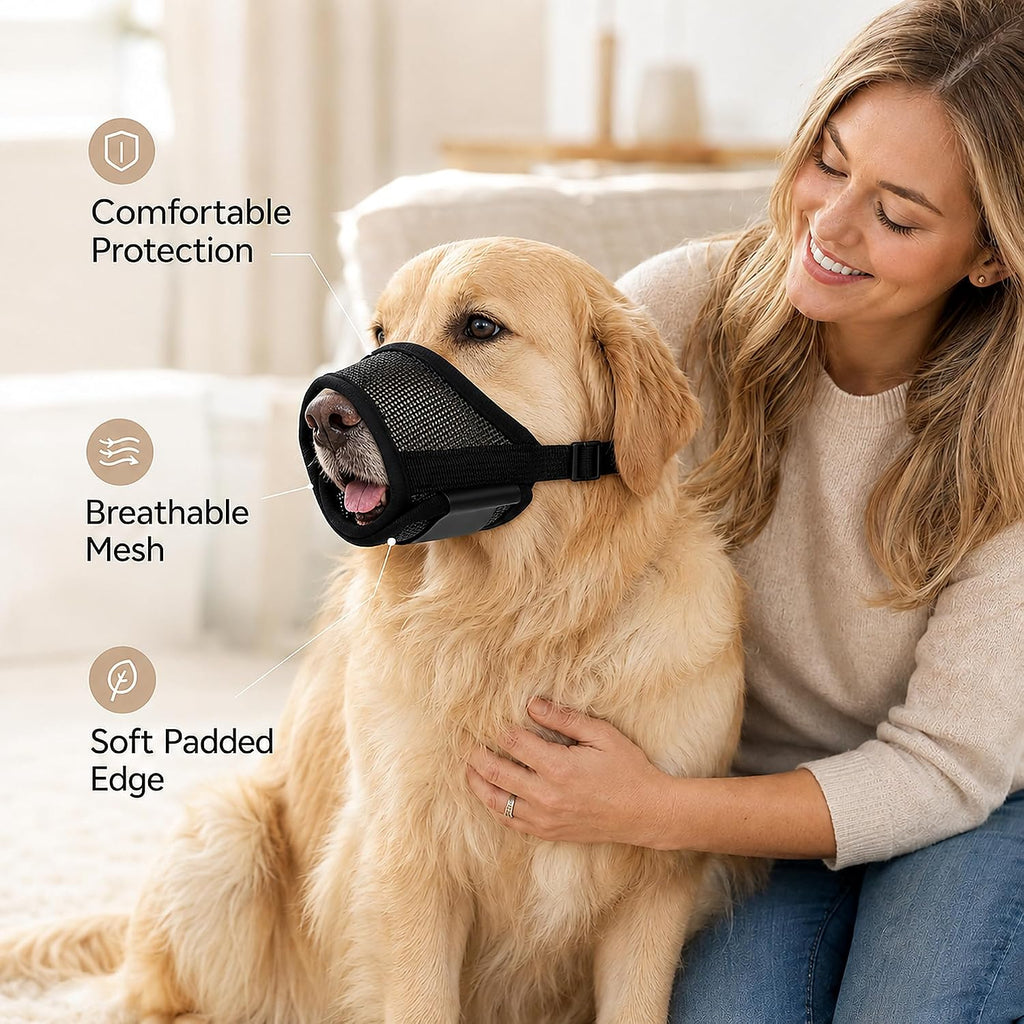 Dog Muzzle for Medium Dogs, Air Mesh Breathable, Black, M