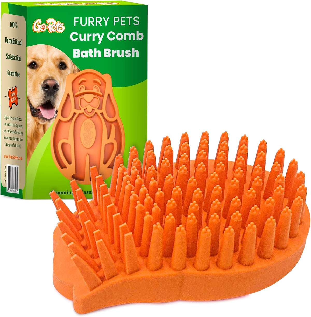 GoPets Curry Comb Pet Bath Brush for Cleaning & Grooming Dogs & Cats