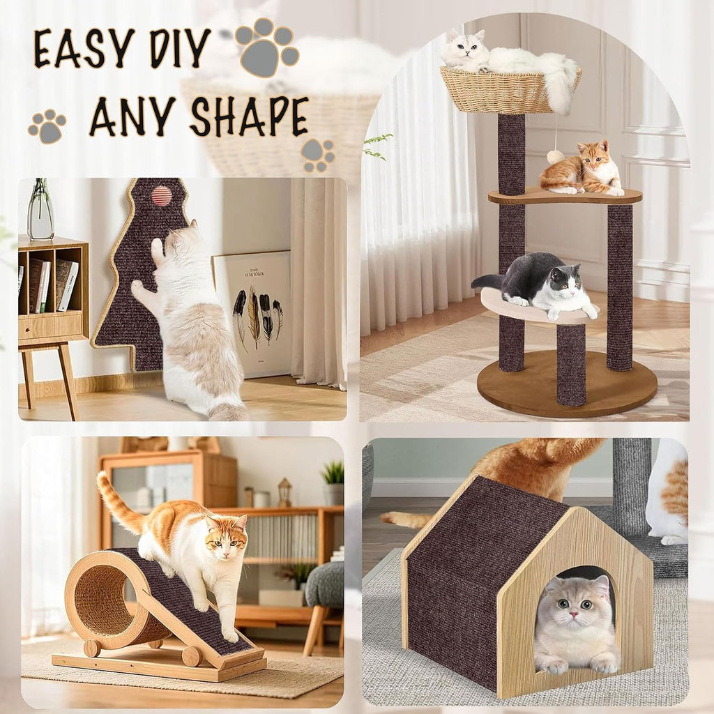 Self-Adhesive Cat Scratching Mat, Couch Protector from Cat Claws, Brown