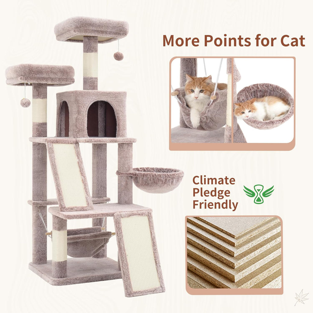 Gitelsnour Cat Tree Tower Multi-Level with 2 Scratching Boards, GCT022MU