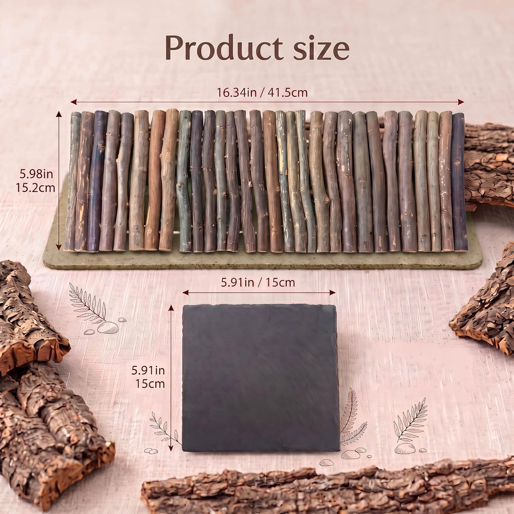 Bearded Dragon Tank Accessories – Rock Basking Platform with Wooden Climbing Ramp, Basking Rocks for Bearded Dragons, Reptile & Amphibian Habitat Hideouts for Tortoise, Gecko & Snake.