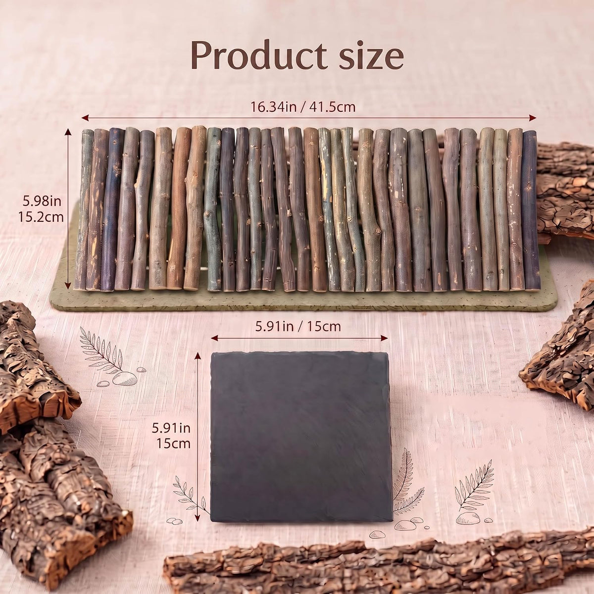 Bearded Dragon Tank Accessories – Rock Basking Platform with Wooden Climbing Ramp, Basking Rocks for Bearded Dragons, Reptile & Amphibian Habitat Hideouts for Tortoise, Gecko & Snake.