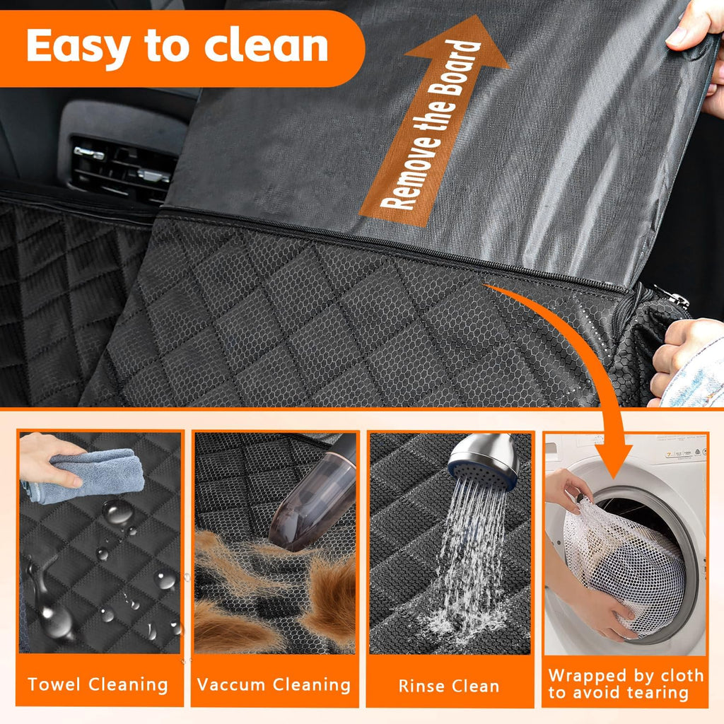 Dog Car Seat Cover for Back Seat Extender for Dogs,Hard Bottom Car Seat Cover for Dogs with Car Door Protectors, Waterproof and Scratch-Resistant Seat Covers for Cars SUV&Truck