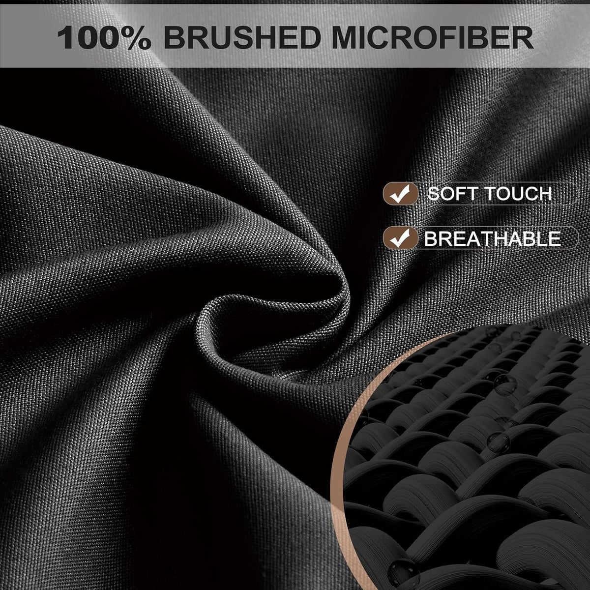 FreshCulture Full Fitted Sheet - Hotel Quality Fitted Sheet - Ultra Soft & Breathable - Brushed Microfiber - Deep Pocket - Cooling Fitted Sheets for Full Size Bed (Black)