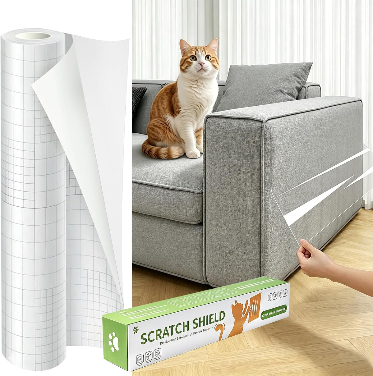 Farbic Anti Cat Scratch Furniture Protector-196.9''*16.5'' Strong Sticky