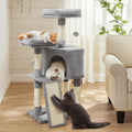 Feandrea Cat Tree, 45.3-Inch Cute Cat Tower, Climbing Condo, Light Gray