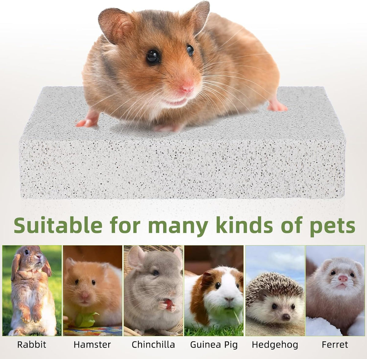 Toyvian Rabbit Scratching Pad, Natural Lava Stone Bunny Claw Grinder Small Animal Foot Grinding Board for Nail Trimming Cage Accessories for Guinea Pig Chinchilla Hedgehog Gerbil