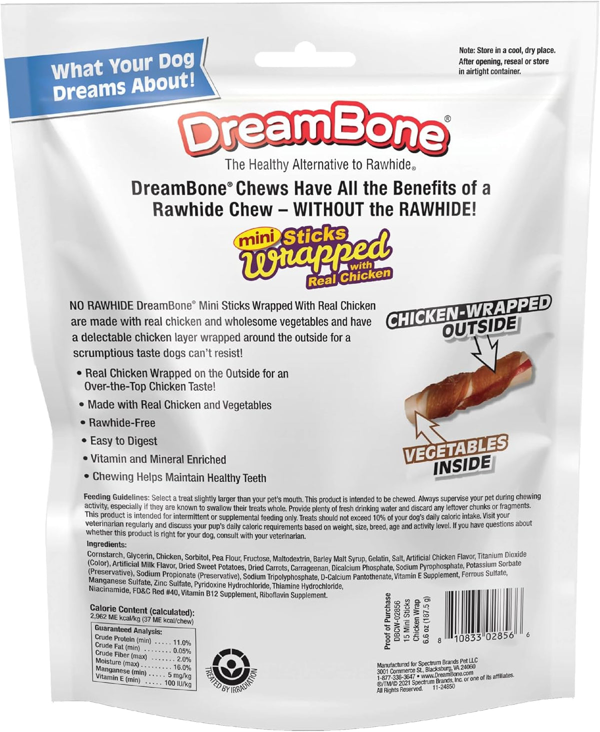 DreamBone Chicken Wrapped Mini Stick Rawhide-Free Dog Treats, 15 Count