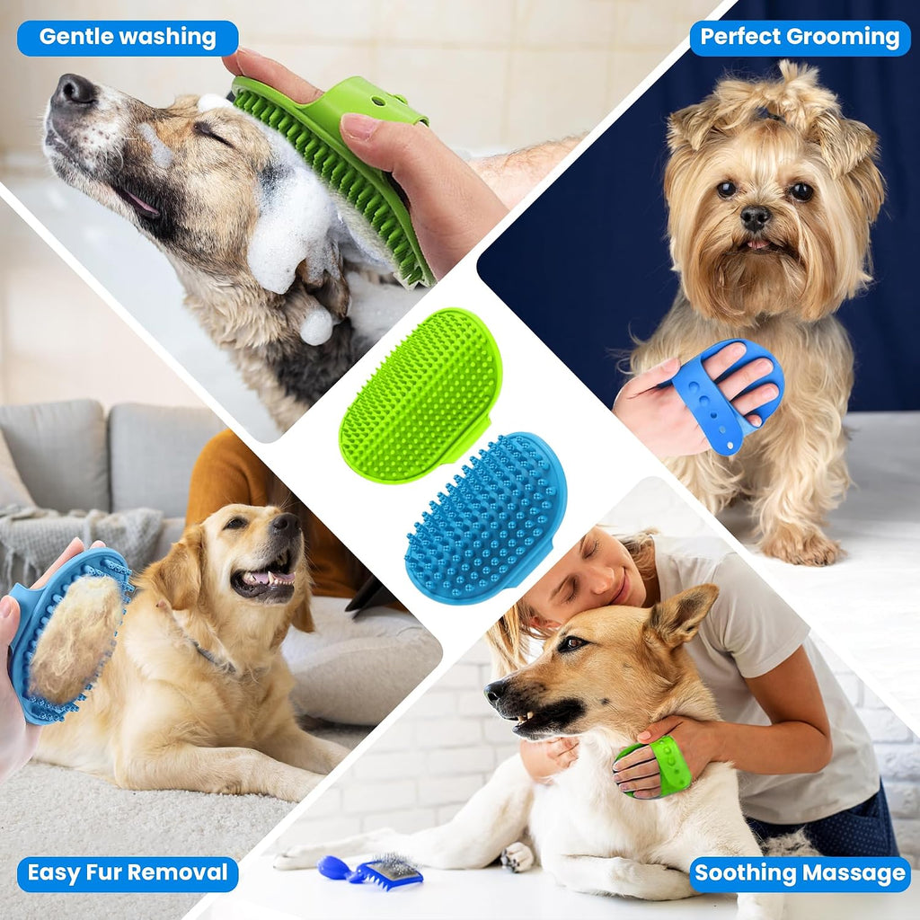 9Pcs Dog Grooming & Washing Brush Kit With Storage Bag For Pet
